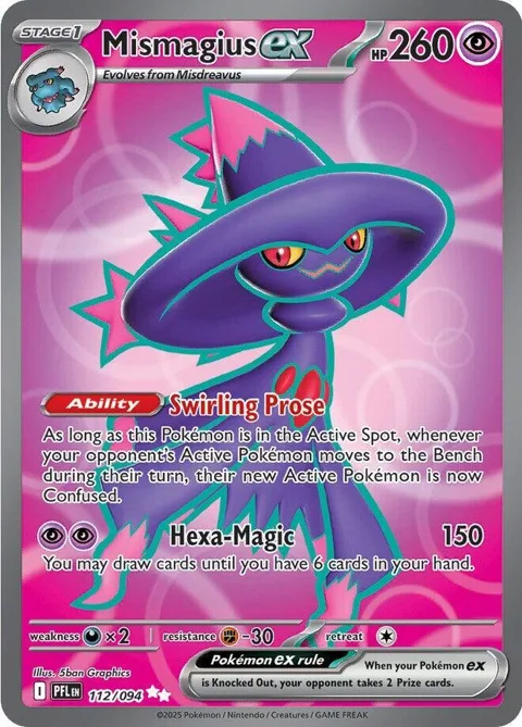 Mismagius ex #112/094 Holofoil Pokémon card from Phantasmal Flames