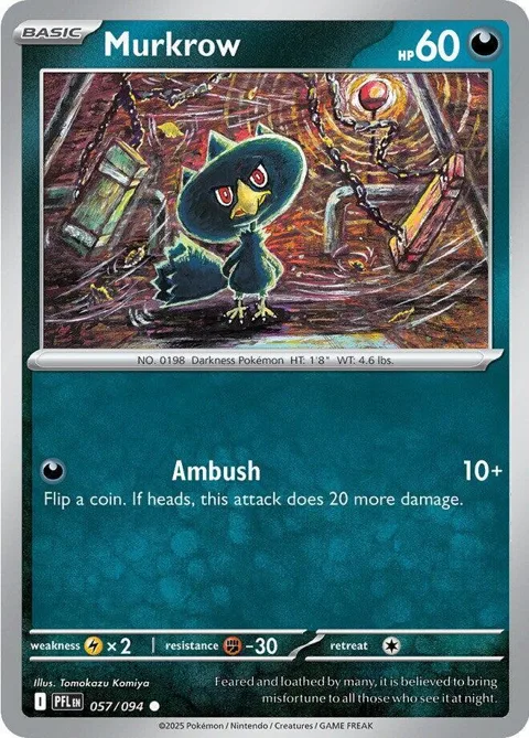 Murkrow #057/094 Reverse Holofoil Pokémon card from Phantasmal Flames