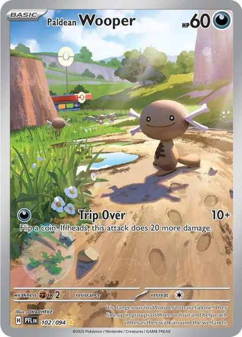 Paldean Wooper #102/094 Holofoil Pokémon card from Phantasmal Flames