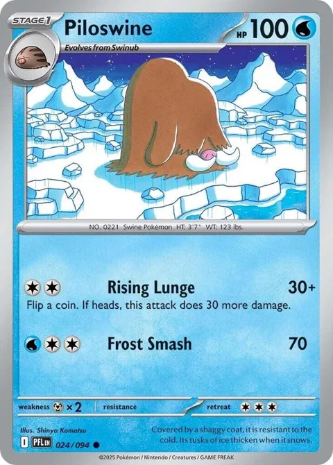 Piloswine #024/094 Reverse Holofoil Pokémon card from Phantasmal Flames