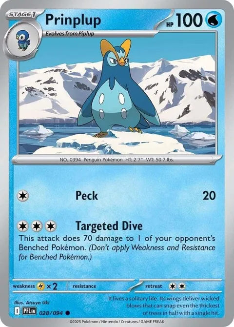 Prinplup #028/094 Reverse Holofoil Pokémon card from Phantasmal Flames