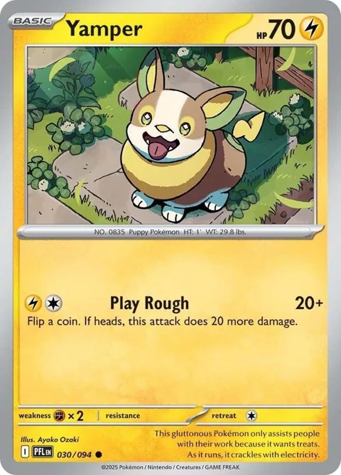 Yamper #030/094 Reverse Holofoil Pokémon card from Phantasmal Flames