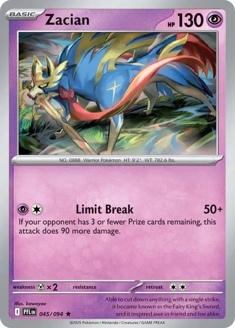 Zacian #045/094 Holofoil Pokémon card from Phantasmal Flames