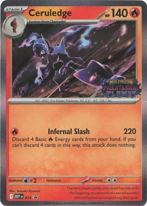 Ceruledge - 014 [Staff] #014 Holofoil Pokémon card from Mega Evolution Promo