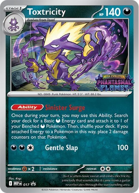 Toxtricity Prerelease #017 Holofoil Pokémon card from Mega Evolution Promo