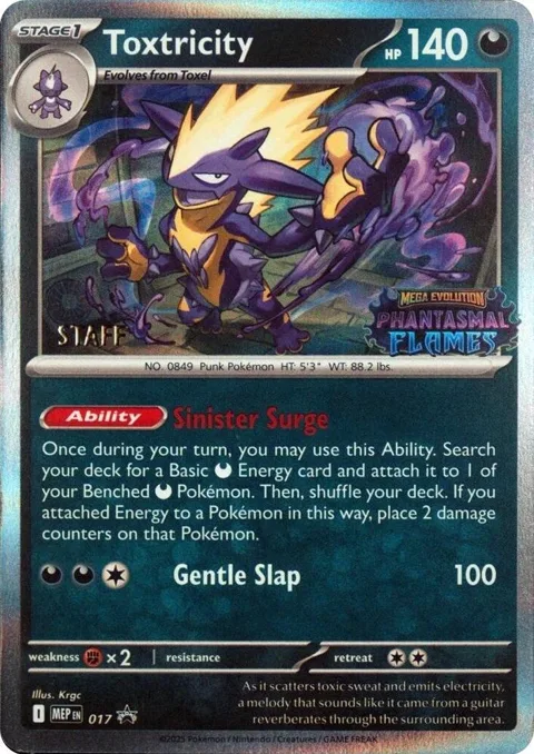Toxtricity - 017 [Staff] #017 Holofoil Pokémon card from Mega Evolution Promo