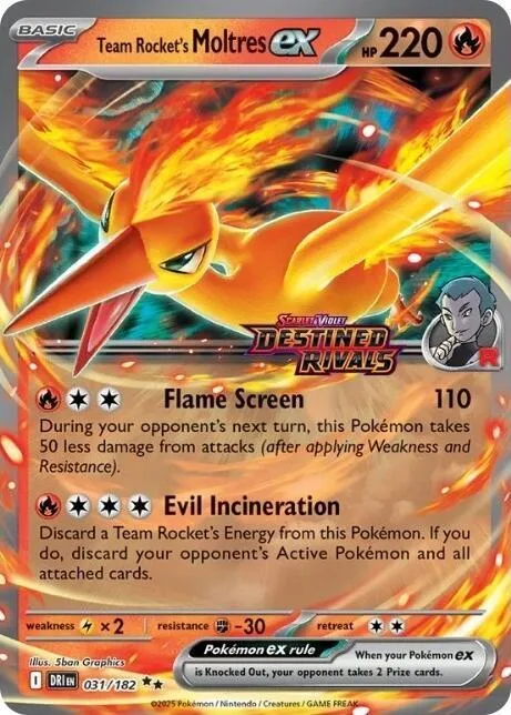 Team Rocket's Moltres ex - 31/182 Destined Rivals Stamp #031/182 Holofoil Pokémon card from Miscellaneous Cards & Products