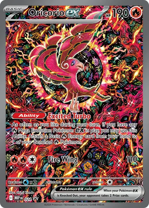 Oricorio ex #024 Holofoil Pokémon card from Mega Evolution Promo