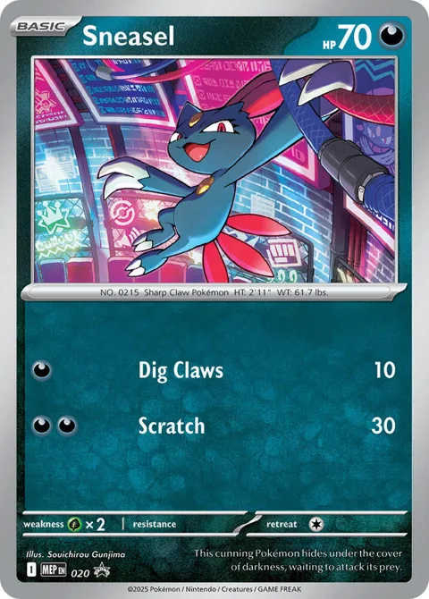 Sneasel Cosmos Holo #020 Holofoil Pokémon card from Mega Evolution Promo