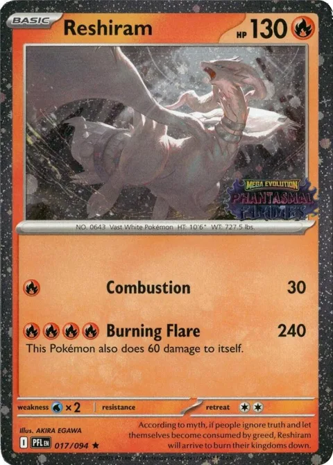 Reshiram Phantasmal Flames Stamped #017/094 Holofoil Pokémon card from Miscellaneous Cards & Products