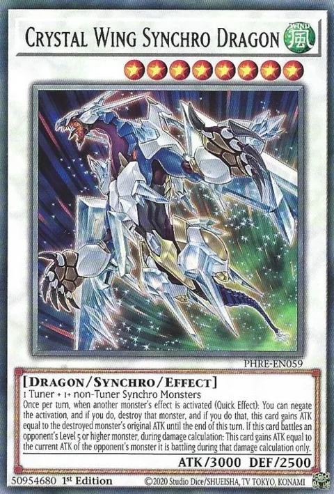 Crystal Wing Synchro Dragon PHRE-EN059 Yu-Gi-Oh card from Phantom Revenge
