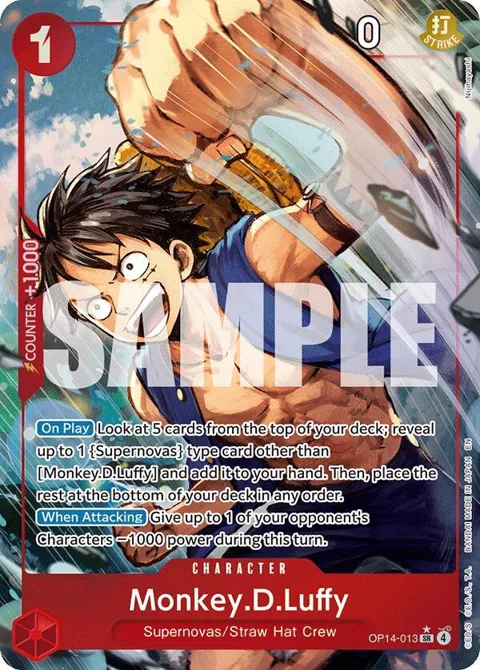 Monkey.D.Luffy Alt Art OP14-013 One Piece card from The Azure Sea's Seven