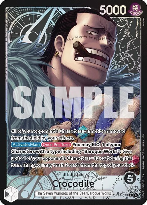 Crocodile Alt Art OP14-079 One Piece card from The Azure Sea's Seven