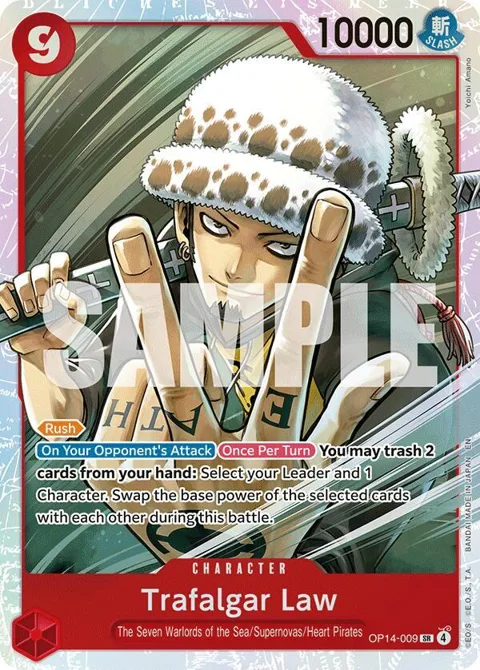 Trafalgar Law OP14-009 One Piece card from The Azure Sea's Seven