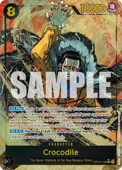 Crocodile Alt Art OP14-120 One Piece card from The Azure Sea's Seven