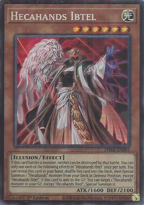 Hecahands Ibtel Collector's Rare PHRE-EN001 Yu-Gi-Oh card from Phantom Revenge