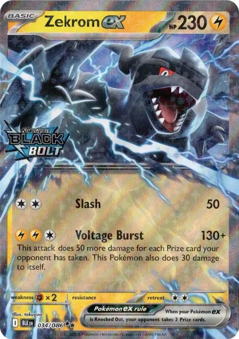 Zekrom ex Black Bolt Stamped #034/086 Holofoil Pokémon card from Miscellaneous Cards & Products