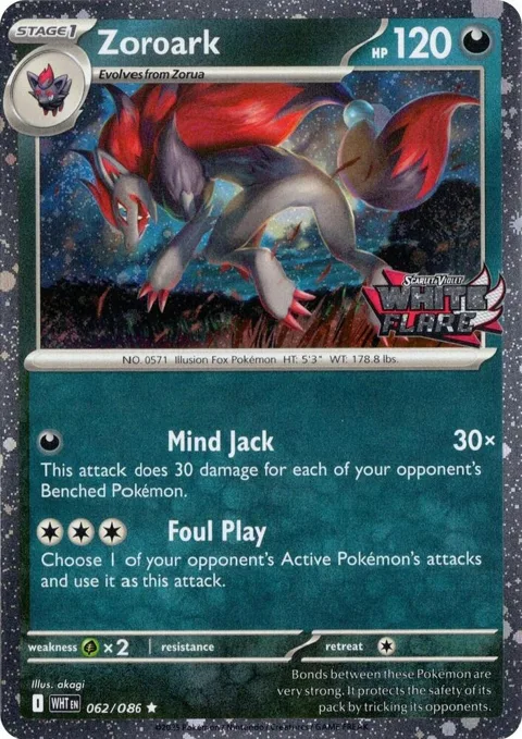 Zoroark White Flare Stamped #062/086 Holofoil Pokémon card from Miscellaneous Cards & Products