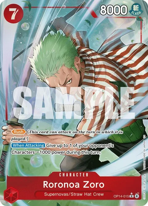 Roronoa Zoro Alt Art OP14-015 One Piece card from The Azure Sea's Seven