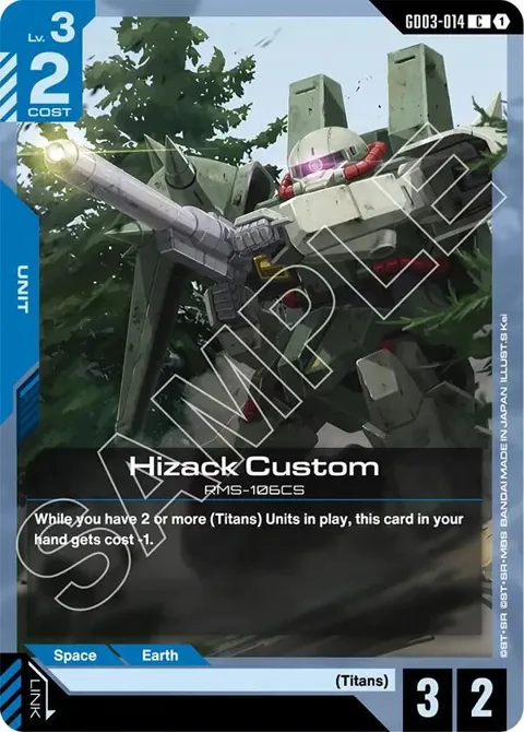 Hizack Custom GD03-014 Gundam card from Steel Requiem