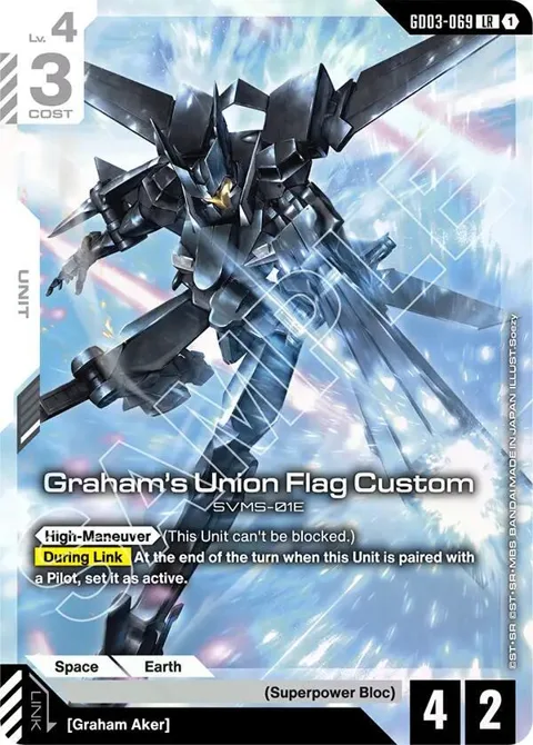 Graham's Union Flag Custom GD03-069 Gundam card from Steel Requiem