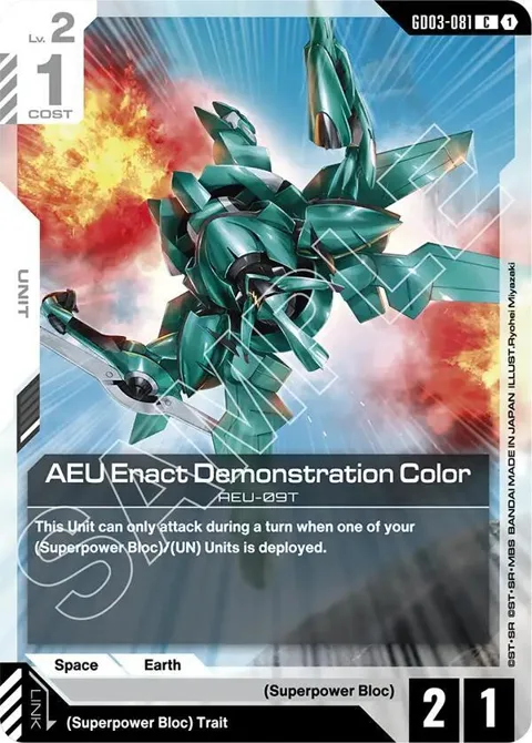 AEU Enact Demonstration Color GD03-081 Gundam card from Steel Requiem