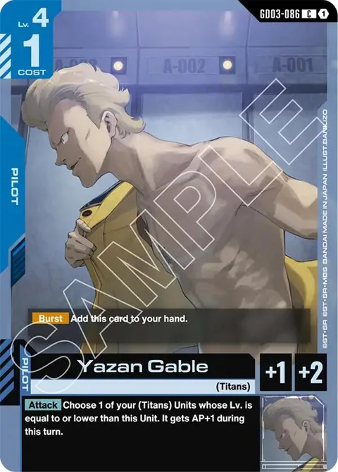 Yazan Gable GD03-086 Gundam card from Steel Requiem
