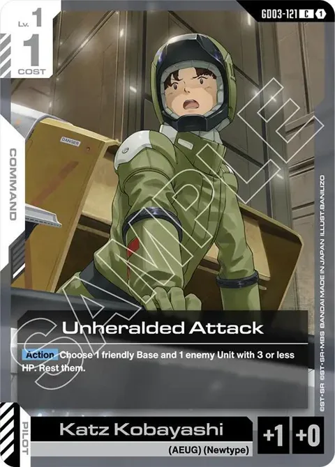 Unheralded Attack GD03-121 Gundam card from Steel Requiem