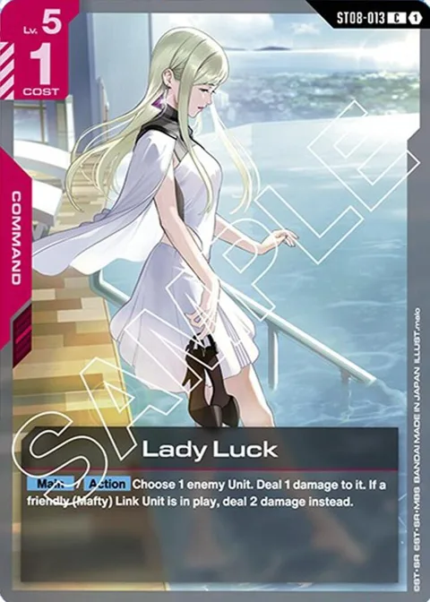 Lady Luck ST08-013 Gundam card from Starter Deck 08: Flash of Radiance