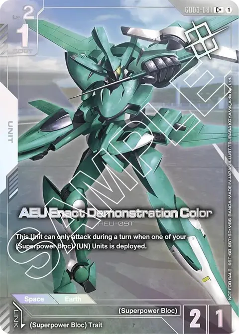 AEU Enact Demonstration Color Store Tournament Winner Pack 03 GD03-081 Gundam card from Gundam Promotional Cards