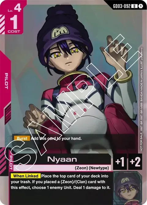 Nyaan Store Tournament Participant Pack 03 GD03-092 Gundam card from Gundam Promotional Cards