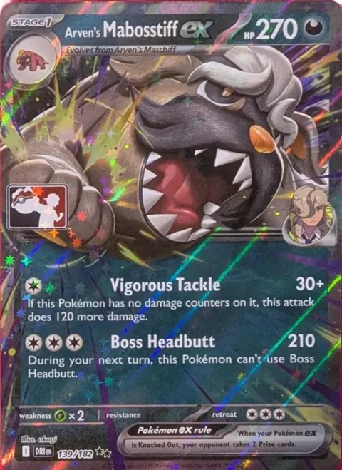 Arven's Mabosstiff ex #139/182 Holofoil Pokémon card from Prize Pack Series Cards