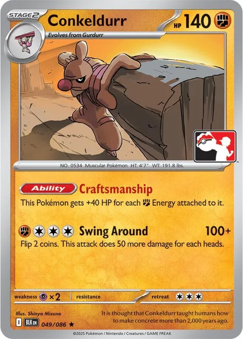 Conkeldurr #049/086 Pokémon card from Prize Pack Series Cards