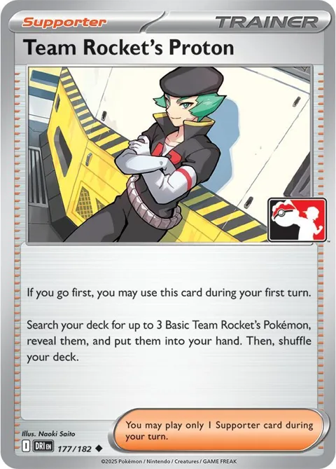 Team Rocket's Proton #177/182 Pokémon card from Prize Pack Series Cards