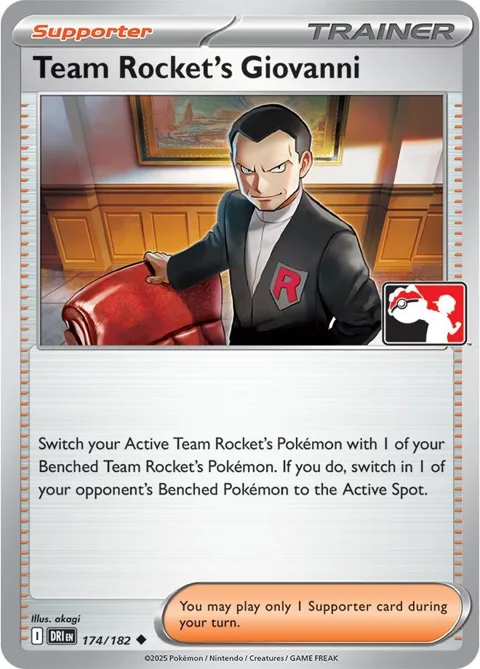Team Rocket's Giovanni #174/182 Pokémon card from Prize Pack Series Cards