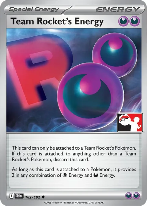 Team Rocket's Energy #182/182 Pokémon card from Prize Pack Series Cards