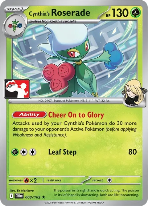 Cynthia's Roserade #008/182 Pokémon card from Prize Pack Series Cards
