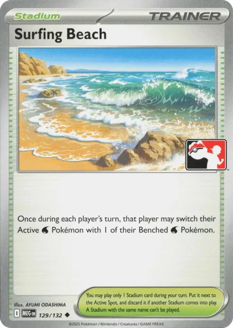 Surfing Beach #129/132 Pokémon card from Prize Pack Series Cards