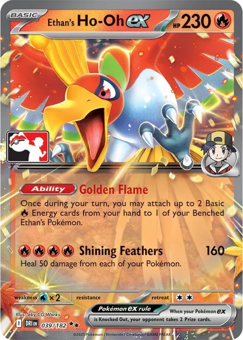 Ethan's Ho-Oh ex #039/182 Holofoil Pokémon card from Prize Pack Series Cards