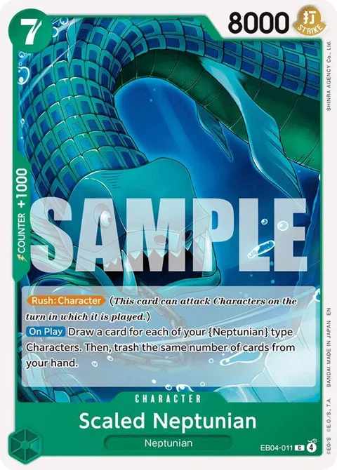 Scaled Neptunian EB04-011 One Piece card from The Azure Sea's Seven