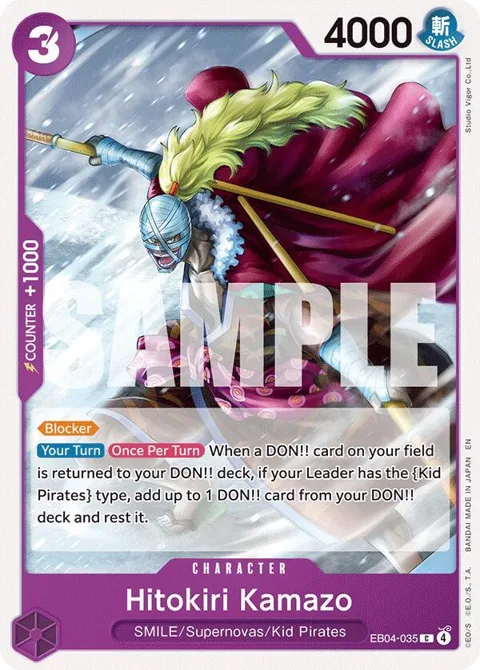 Hitokiri Kamazo EB04-035 One Piece card from The Azure Sea's Seven