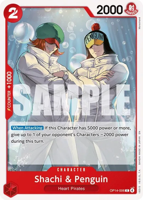 Shachi & Penguin OP14-006 One Piece card from The Azure Sea's Seven