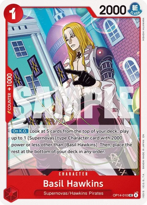 Basil Hawkins OP14-010 One Piece card from The Azure Sea's Seven