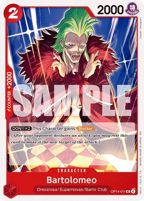 Bartolomeo OP14-011 One Piece card from The Azure Sea's Seven