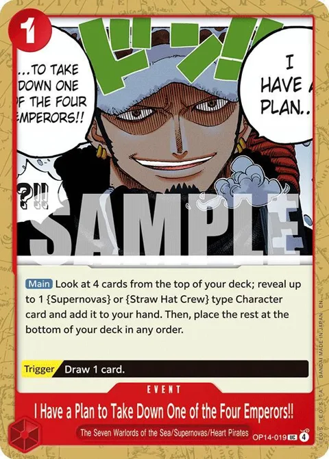 I Have a Plan to Take Down One of the Four Emperors!! OP14-019 One Piece card from The Azure Sea's Seven