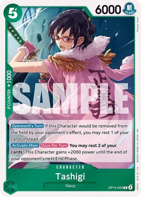 Tashigi OP14-029 One Piece card from The Azure Sea's Seven