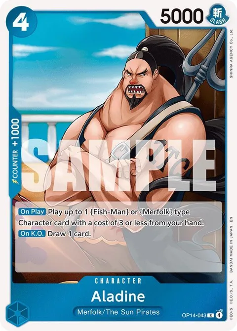 Aladine OP14-043 One Piece card from The Azure Sea's Seven