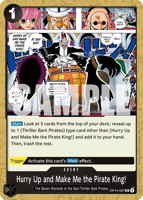 Hurry Up and Make Me the Pirate King! OP14-097 One Piece card from The Azure Sea's Seven