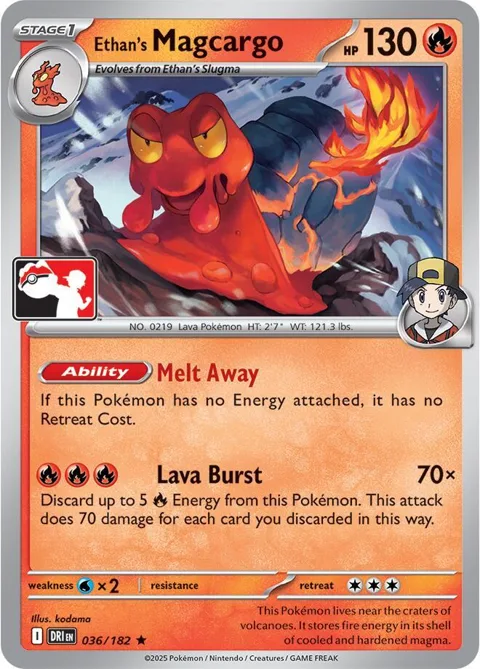 Ethan's Magcargo #036/182 Pokémon card from Prize Pack Series Cards