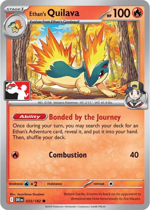 Ethan's Quilava #033/182 Pokémon card from Prize Pack Series Cards